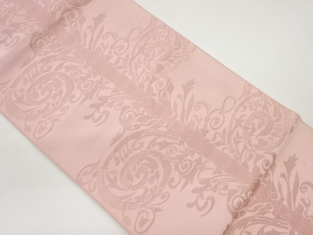 JAPANESE NAGOYA OBI / CHIKUZEN HAKATA / WOVEN FLOWER ARABESQUE